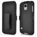 Horizontal Stripes Sliding Closure Stand Case Cover with 180 degree Rotation Belt Clip for Samsung Galaxy S5 G900 - Black