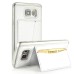 Hot Leather Coated Transparent TPU Frame Card Holder Foldable Stand Back Case Cover For Samsung Galaxy Note 5 - White