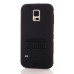 Hybrid Silicone and PC Stand Protective Back Case with Screen Film for Samsung Galaxy S5 - Black