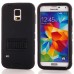 Hybrid Silicone and PC Stand Protective Back Case with Screen Film for Samsung Galaxy S5 - Black