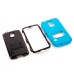 Hybrid Silicone and PC Stand Protective Back Case with Screen Film for Samsung Galaxy S5 - Black/Light Blue