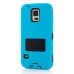Hybrid Silicone and PC Stand Protective Back Case with Screen Film for Samsung Galaxy S5 - Black/Light Blue