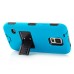 Hybrid Silicone and PC Stand Protective Back Case with Screen Film for Samsung Galaxy S5 - Black/Light Blue