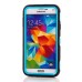 Hybrid Silicone and PC Stand Protective Back Case with Screen Film for Samsung Galaxy S5 - Light Blue/Black