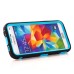 Hybrid Silicone and PC Stand Protective Back Case with Screen Film for Samsung Galaxy S5 - Light Blue/Black