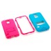 Hybrid Silicone and PC Stand Protective Back Case with Screen Film for Samsung Galaxy S5 - Light Blue/Magenta