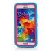 Hybrid Silicone and PC Stand Protective Back Case with Screen Film for Samsung Galaxy S5 - Light Blue/Magenta