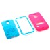 Hybrid Silicone and PC Stand Protective Back Case with Screen Film for Samsung Galaxy S5 - Light Blue/Pink