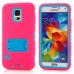 Hybrid Silicone and PC Stand Protective Back Case with Screen Film for Samsung Galaxy S5 - Light Blue/Pink