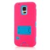 Hybrid Silicone and PC Stand Protective Back Case with Screen Film for Samsung Galaxy S5 - Light Blue/Pink