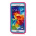 Hybrid Silicone and PC Stand Protective Back Case with Screen Film for Samsung Galaxy S5 - Light Blue/Pink