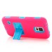 Hybrid Silicone and PC Stand Protective Back Case with Screen Film for Samsung Galaxy S5 - Light Blue/Pink