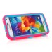 Hybrid Silicone and PC Stand Protective Back Case with Screen Film for Samsung Galaxy S5 - Light Blue/Pink