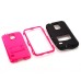 Hybrid Silicone and PC Stand Protective Back Case with Screen Film for Samsung Galaxy S5 - Magenta/Black