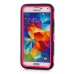 Hybrid Silicone and PC Stand Protective Back Case with Screen Film for Samsung Galaxy S5 - Magenta/Black