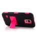 Hybrid Silicone and PC Stand Protective Back Case with Screen Film for Samsung Galaxy S5 - Magenta/Black