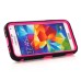 Hybrid Silicone and PC Stand Protective Back Case with Screen Film for Samsung Galaxy S5 - Magenta/Black