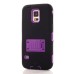 Hybrid Silicone and PC Stand Protective Back Case with Screen Film for Samsung Galaxy S5 - Purple/Black