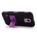 Hybrid Silicone and PC Stand Protective Back Case with Screen Film for Samsung Galaxy S5 - Purple/Black