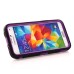 Hybrid Silicone and PC Stand Protective Back Case with Screen Film for Samsung Galaxy S5 - Purple/Black