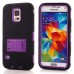 Hybrid Silicone and PC Stand Protective Back Case with Screen Film for Samsung Galaxy S5 - Purple/Black