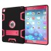 Hybrid Silicone and Plastic Protective Case with Touch Screen Film for iPad Pro 9.7 inch /ipad 6 - Black/Rose red