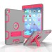 Hybrid Silicone and Plastic Protective Case with Touch Screen Film for iPad Pro 9.7 inch /ipad 6 - Grey/Rose red