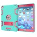 Hybrid Silicone and Plastic Protective Case with Touch Screen Film for iPad Pro 9.7 inch /ipad 6 - Mint green/Rose red