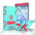 Hybrid Silicone and Plastic Protective Case with Touch Screen Film for iPad Pro 9.7 inch /ipad 6 - Mint green/Rose red