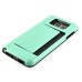 Impact Resistant Wallet Case Card Slot Shell Shockproof Hard TPU And PC Back Cover For Samsung Galaxy Note 5 - Green