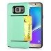 Impact Resistant Wallet Case Card Slot Shell Shockproof Hard TPU And PC Back Cover For Samsung Galaxy Note 5 - Green