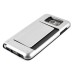 Impact Resistant Wallet Case Card Slot Shell Shockproof Hard TPU And PC Back Cover For Samsung Galaxy Note 5 - Silver