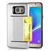 Impact Resistant Wallet Case Card Slot Shell Shockproof Hard TPU And PC Back Cover For Samsung Galaxy Note 5 - Silver