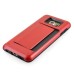 Impact Resistant Wallet Case Card Slot Shell Shockproof Hard TPU And PC Back Cover For Samsung Galaxy S6 Edge Plus - Red