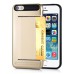 Impact Resistant Wallet Case Card Slot Shell Shockproof Hard TPU And PC Back Cover For iPhone 5 / 5s - Gold