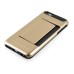 Impact Resistant Wallet Case Card Slot Shell Shockproof Hard TPU And PC Back Cover For iPhone 5 / 5s - Gold