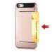 Impact Resistant Wallet Case Card Slot Shell Shockproof Hard TPU And PC Back Cover For iPhone 5 / 5s - Rose Gold