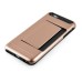 Impact Resistant Wallet Case Card Slot Shell Shockproof Hard TPU And PC Back Cover For iPhone 5 / 5s - Rose Gold