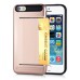 Impact Resistant Wallet Case Card Slot Shell Shockproof Hard TPU And PC Back Cover For iPhone 5 / 5s - Rose Gold