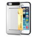 Impact Resistant Wallet Case Card Slot Shell Shockproof Hard TPU And PC Back Cover For iPhone 5 / 5s - Silver