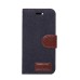 Jean Cloth Design Magnetic Stand Flip Leather Case for iPhone 7 - Black