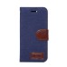 Jean Cloth Design Magnetic Stand Flip Leather Case for iPhone 7 - Dark Blue