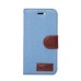 Jean Cloth Design Magnetic Stand Flip Leather Case for iPhone 7 - Light Blue