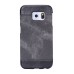 Jeans Cloth Splicing Leather Hard Back PC Shell Case Cover for Samsung Galaxy S6 Edge - Grey