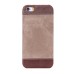 Jeans Cloth Splicing Leather Hard Back PC Shell Case Cover for iPhone SE/5s - Brown