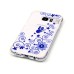 LED Flash Incoming Call Transparent Diamond Beautiful Blue Half Flower TPU Blink Back Case Cover for Samsung Galaxy S7 Edge