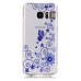 LED Flash Incoming Call Transparent Diamond Beautiful Blue Half Flower TPU Blink Back Case Cover for Samsung Galaxy S7 Edge