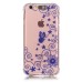 LED Flash Incoming Call Transparent Diamond Beautiful Blue Half Flower TPU Blink Back Case Cover for iPhone 6 / 6s Plus