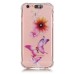 LED Flash Incoming Call Transparent Diamond Flower And Butterflies TPU Blink Back Case Cover for iPhone 6 / 6s