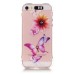 LED Flash Incoming Call Transparent Diamond Flower And Butterfly TPU Blink Back Case Cover for iPhone SE / 5 / 5s